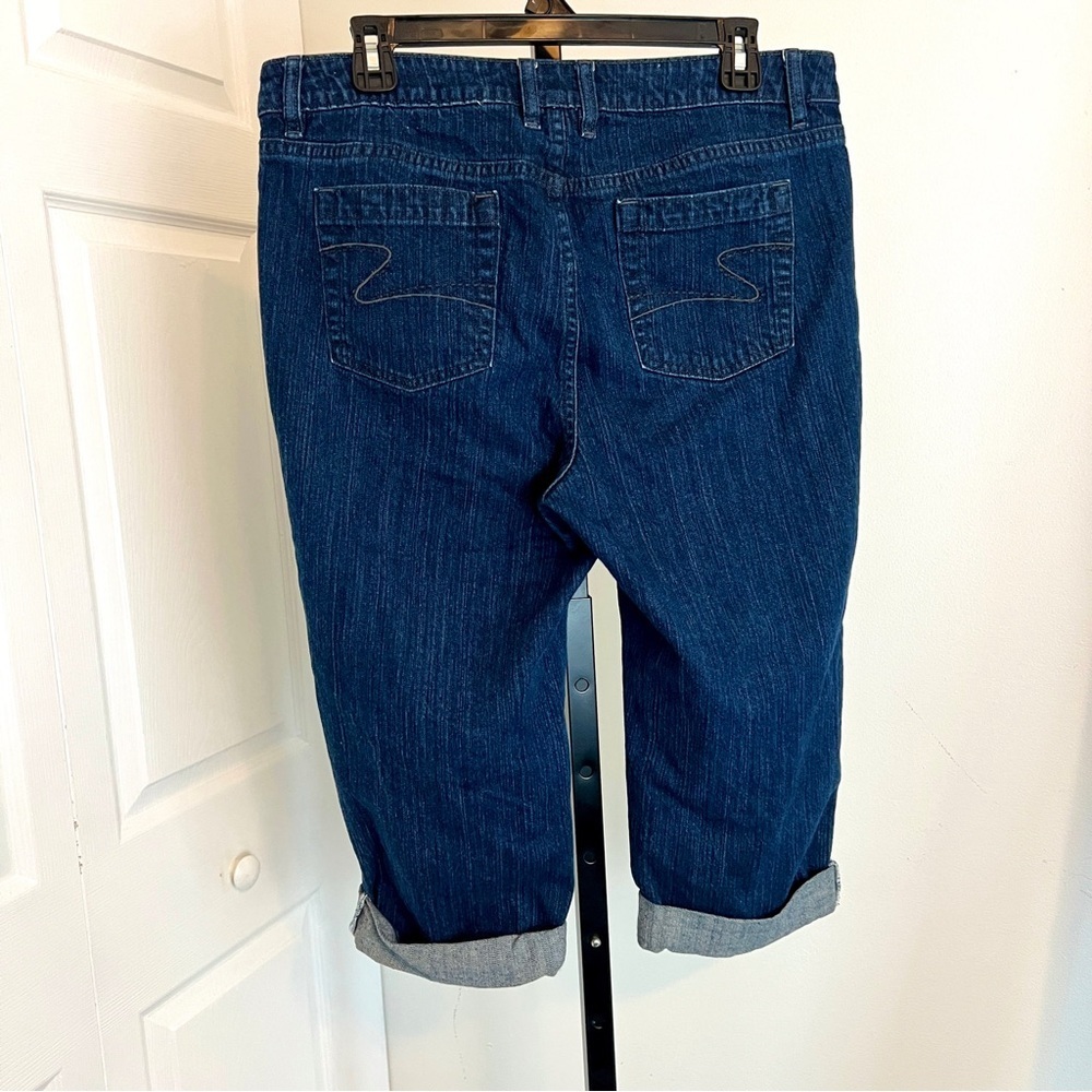 Women's Liz Claiborne Blue Denim Stretch Capri With Pockets Size 12 - Picture 3 of 7